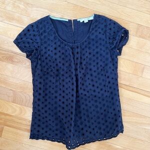 Boden Navy Eyelet Blouse